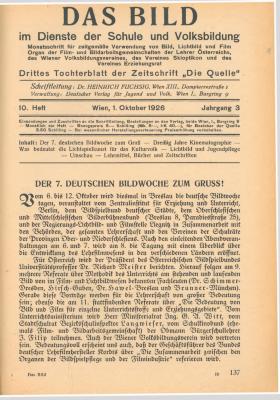 Das Bild im Dienste der Schule und Volksbildung, H. 10/1926