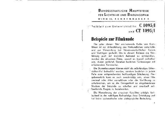 Beispiele zur Filmkunde. I. Brennweite und Perspektive [Begleitmaterial]