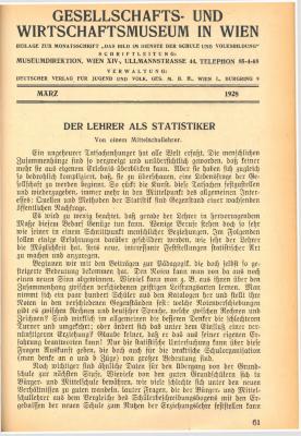 Gesellschafts- und Wirtschaftsmuseum in Wien, März 1928