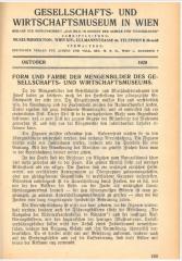 Gesellschafts- und Wirtschaftsmuseum in Wien, Oktober 1929