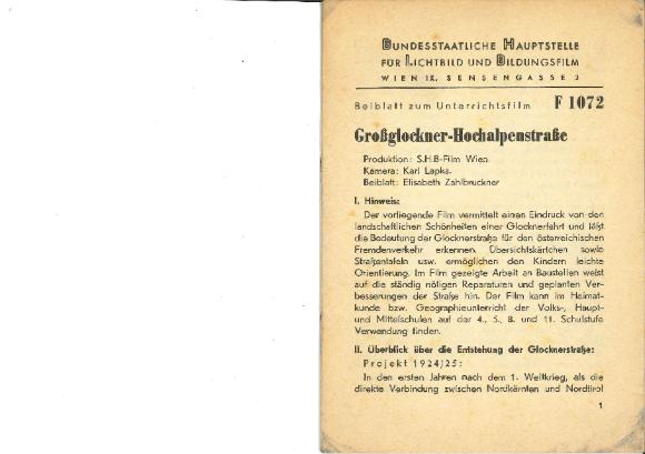 Großglockner-Hochalpenstraße [Begleitmaterial]